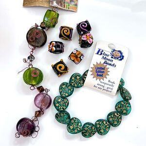 Vintage Czech Hearts Lampwork Beads Lot